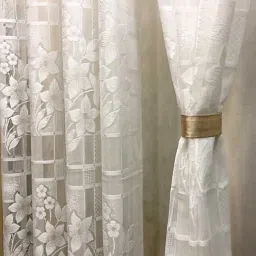 152.4 cm (5 ft) Net Semi Transparent Window Curtain (Pack Of 2)-1