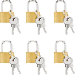 Premium Solid Imitation 20 mm Copper Mini Lock with 2 Additional keys - 6 Pcs Lock-16