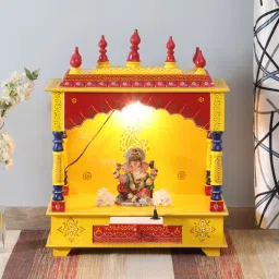 home decor international Multicolor Sheesham Wood & MDF Floor Rested Mandir Without Door-picture-22
