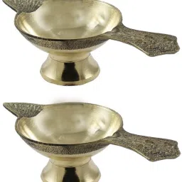 Brass Diya Combo of 2 Brass (Pack of 2) Table Diya-image-37