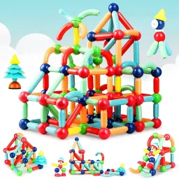 MADE IN INDIA Magnetic Sticks 64pcs Building Blocks for Kids-25