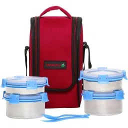 Varmora Amaze | Stainless Steel Insulated Lunch Box|4 Round Containers (300ml, 390ml, and 520ml-2 pc) with Bag |BPA-Free -Food Grade |Airtight & Leak-Proof- Blue-picture-16