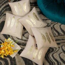 hosta homes Cream Velvet Abstract 16X16 Inches Cushion Covers (Pack of 5)-picture-26