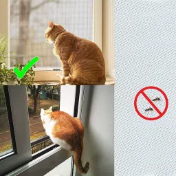 buyagain HDPE - High Density Poly Ethylene Infants Washable 2x3 ft white Mosquito Net for window with Strong Self Adhesive Hook & Loop Tape Mosquito Net image 3