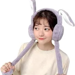 Grey Winter Fluffy Earmuff | 3D Ear Fur Plush Ear Warmer (Ear Moving) Ear Muff-image-80