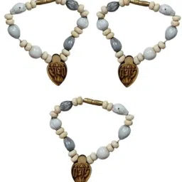 Radha Rani Laddu Gopal Mala Wooden & Stone Beads Bracelet (Pack of 3) Deity Ornament-image-9
