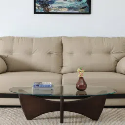 bohemiana from pepperfry Mariano Mango Wood Large Coffee Table In Wirebrush Walnut Finish With Glass Top-picture-7
