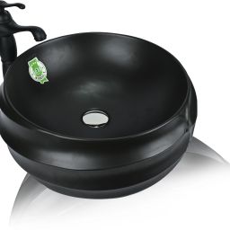Table Top Premium Designer Ceramic Black Matt Wash Basin(101) Flis-101 Table Top Basin-image-38