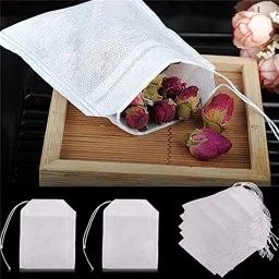 100 pcs/Lot New Non-Woven Fabrics Empty Tea Bag with String Heal Filter Paper Collapsible Colander-15