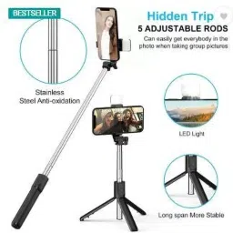 TECHGEAR Selfie Stick Tripod with LED Fill Light, Phone Tripod Stand with Detachable Bluetooth Wireless Remote Bluetooth Selfie Stick image 3