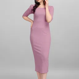 purvaja Women Bodycon Purple Midi/Calf Length Dress-picture-37