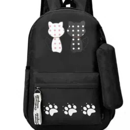 Small 15 L Backpack Laptop BackpackCasual Backpacks for Girls 15 L Backpack (Double cat shape) Black-image-69