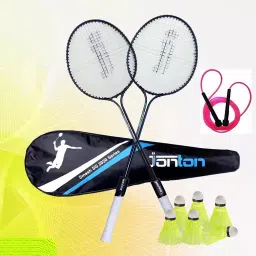 COMBO SET OF 2 BADMINTION AND 10 SHUTTLES AND 1 NAYLON NET FREE Branded Badminton Kit-23