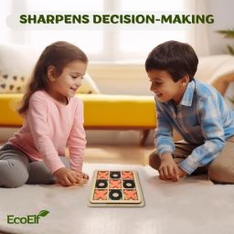 gift collection Wooden Tic Tac Toe Mind Challenging Cross & Zero Board Game For Kids & Adults Strategy & War Board Game image 3