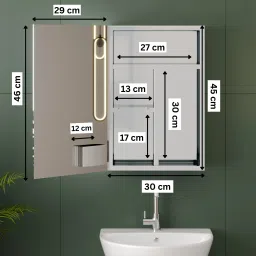 gloxy Stainless Steel Bathroom Cabinet with Mirror and Storage Shelves for Wash Basin 10 inch 4 Bar Towel Rod image 3