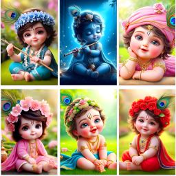 Cute Baby krishna poster for Pregnant Women Smiling Baby Poster | Poster for Pregnant Women | HD Baby Wall Poster for Room decor | Pack of 6 Photographic Paper-image-3