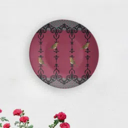quirk india Maroon Wall Of Sparrow Ceramic Decorative Wall Plate-picture-39