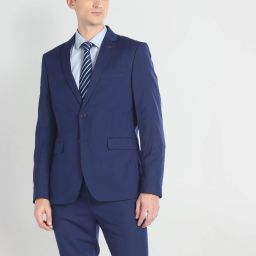 Men Two Piece Dobby Knit Suit Solid Suit-image-2