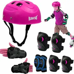rakso Skating & Cycling Protective Training kit Set 4 Pcs Set knee Guard Size -Medium Skating Kit-picture-2