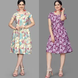 mahadev Women Fit and Flare Multicolor Mini/Short Dress-picture-12