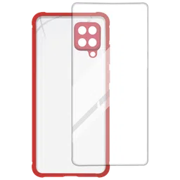ARROW Hybrid Screen Protector & Polycarbonate Back Cover Combo for SAMSUNG Galaxy A12 (Scratch Protection, Red)-22