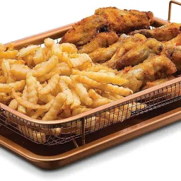 waktoro Kitchen Deep-Fried Food Drain Basin Rectangle Crispy Tray Filter Mesh Tray Serving Set image 2