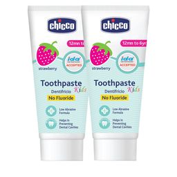 Chicco Set Of 2 Dentifricio Strawberry Toothpaste For 1-6Y Kids With Fluoride - 50g Each-1