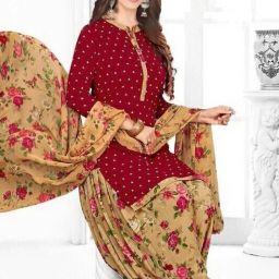Unstitched Crepe Salwar Suit Material Printed-image-70