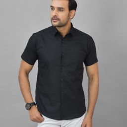 Men Slim Fit Solid Spread Collar Casual Shirt-image-72