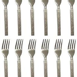 12Pcs Kanta Beautifully Designed Handle Stainless Steel Dinner Fork, Dessert Fork, Salad Fork, Fruit Fork, Serving Fork Set-24