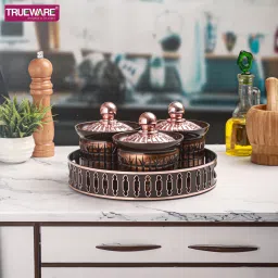 trueware VENICE Luxury Serving Set 3 Container with Tray Container, Tray Serving Set image 5