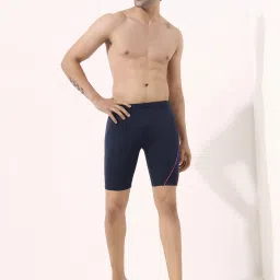 Nylon Swim Jammer Hydrodynamic Compression Shorts Solid Men Swim Bottom Blue Swimsuit-image-10