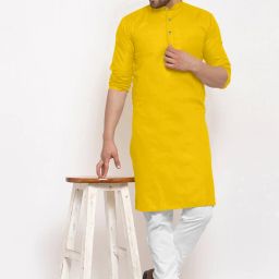 Men Solid Cotton Blend Straight Kurta-image-49