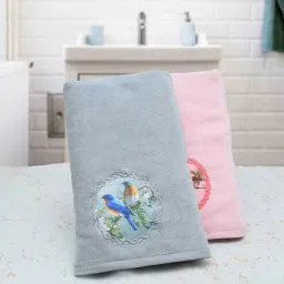 Grey & Pink 500 GSM Cotton Bath Towel (Set of 2) by Rangoli-picture-23