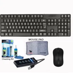 DZAB wired, optical keyboard-mouse,cleaning kit, usb hub, mouse pad combo Combo Set-image-32
