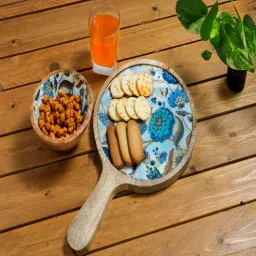 august collectives Blue Mango Wood Gladiolus harmony Round Platter-picture-13