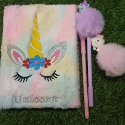 UNICORN STATIONERY COMBO _ EYE DIARY WITH ATTRACTIVE GEL PEN & KITTY PEN A5 Diary NOTEBOOK FOR KIDS / B'DAY RETURN GIFT / 160 Pages-picture-7