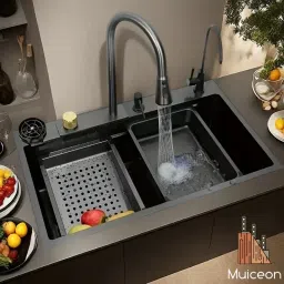 30X18X9 Waterfall Kitchen Sink with Integrated Pull Down Faucet Stainless steel Matt Finish_A304 Vessel Sink-image-37
