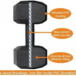 aman fit Best Quality PVC Set 5KGS X 2 PCS, 1 Pair Dumbbells, Hex Dumbbells, Fixed Weight Dumbbell image 2