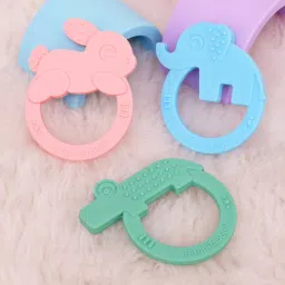 Tiny Bites Zoobie Baby Teether with Soft Edges and Choke-Free Design (Pack of 3) Teether-1
