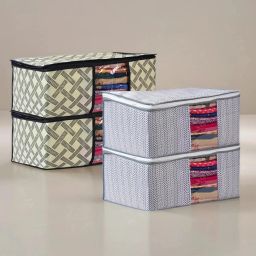 MERAO Non Woven Saree Cover Storage Zipper Bag Organiser Wardrobe PACK OF 4 Cotton Laundry Bag-image-66