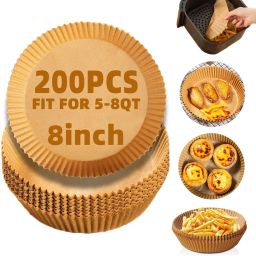 (200 pcs, Round, 8 inch) Disposable Air Fryer Paper Liners Airfryer Tray-image-52