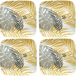 Pack of 4 Bamboo Fiber 10 Inch Leaf Printed Squire Dinner Plates 100% Biodegradable Dinner Set-image-41