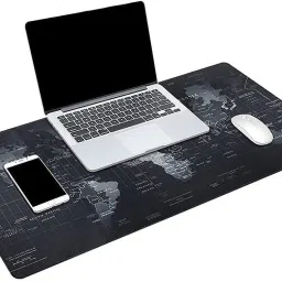ULTRABYTES Pad with Nonslip Water Resistant Rubber Base Thick, Comfy, Foldable Mat for Desktop, Laptop, Keyboard & Smooth Operating Experience | 90 X 40 cm | Black Mousepad-13