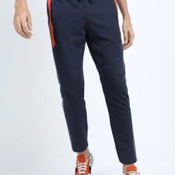 Men Colorblock Dark Blue Track Pants-image-64