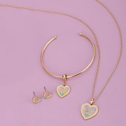 Carlton London Girls Gold-Plated Heart-Shaped Enamelled Jewellery Set-14