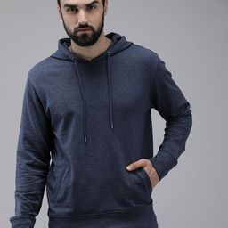 Roadster Men Blue Solid Hooded Sweatshirt-image-61