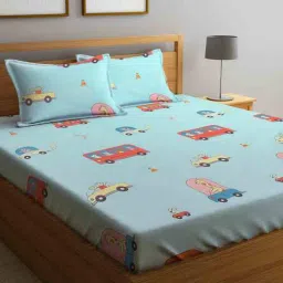 klotthe Multicolor Cartoon Characters TC 210 Polycotton King Sized Kids Bedsheet With 2 Pillow Covers-picture-15