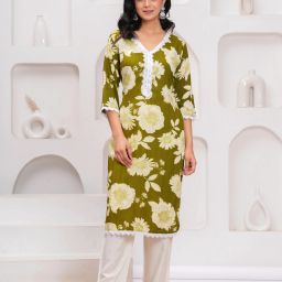 Women Viscose Rayon Kurti Pant Set-image-52
