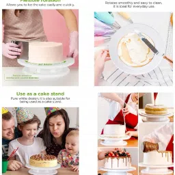 lavnik Non Slip Cake Server 360° Degree Rotating Cake Turntable Decorating Stand Icing Plastic Cake Server image 4